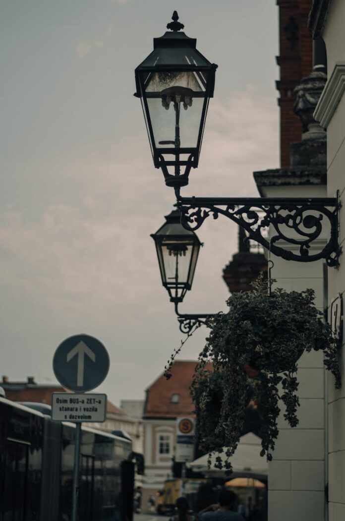 Traditional Lamps on a Street
